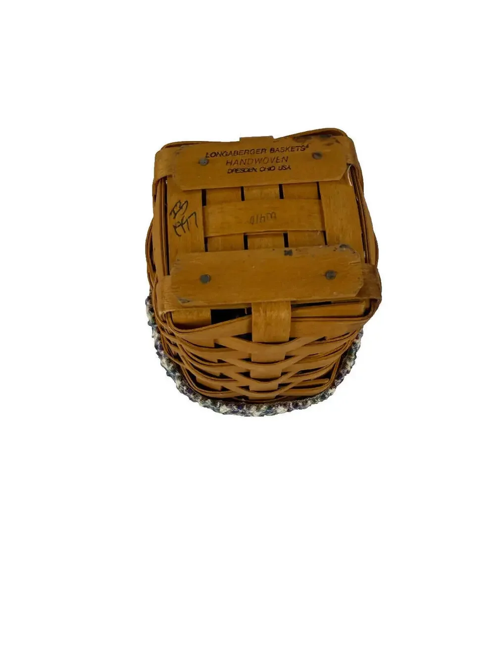 1997 Longaberger Pencil Basket w/Plaid Liner Made in USA 4